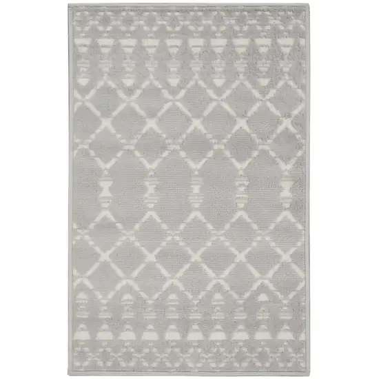 Gray and Ivory Geometric Area Rug Photo 1