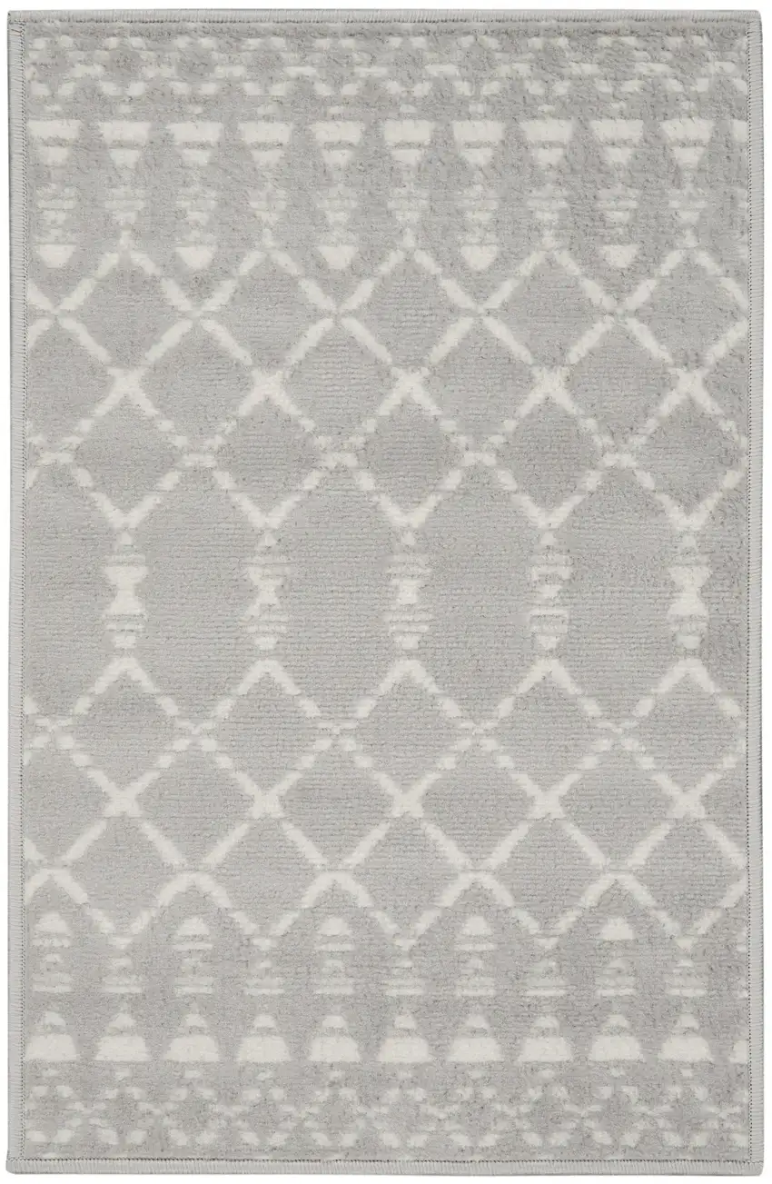 Gray and Ivory Geometric Area Rug Photo 1