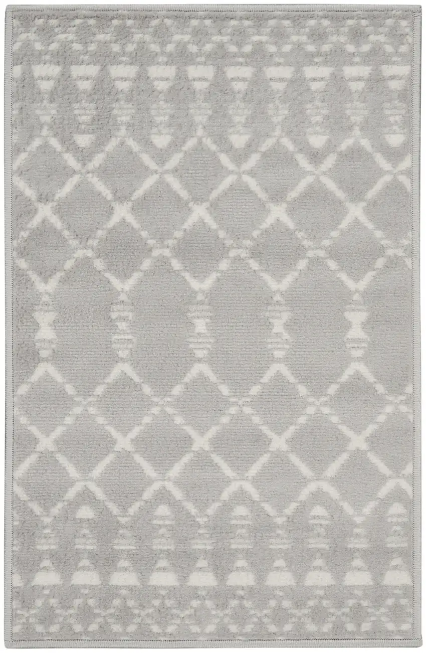 Gray and Ivory Geometric Area Rug Photo 5