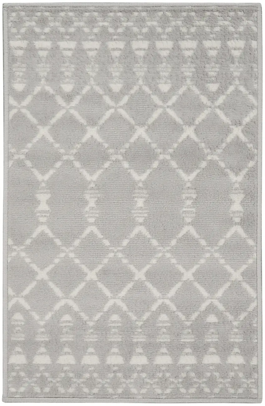 Gray and Ivory Geometric Area Rug Photo 2