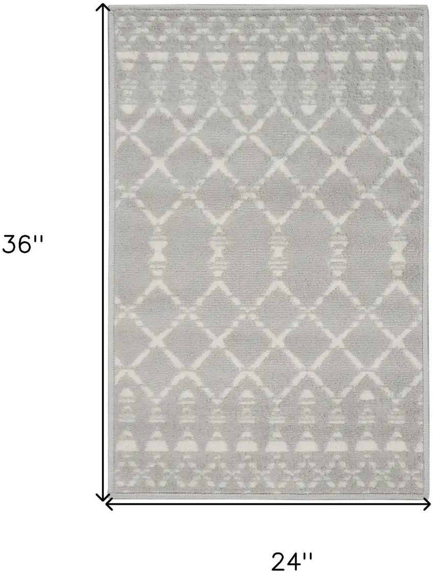 Gray and Ivory Geometric Area Rug Photo 3