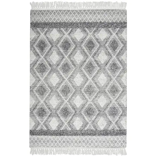 Teal Ivory And Gray Floral Medallion Flatweave Handmade Area Rug With Fringe Photo 2