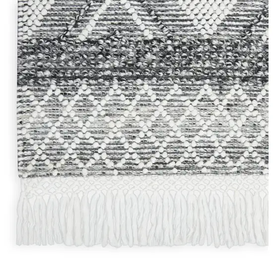 Teal Ivory And Gray Floral Medallion Flatweave Handmade Area Rug With Fringe Photo 9