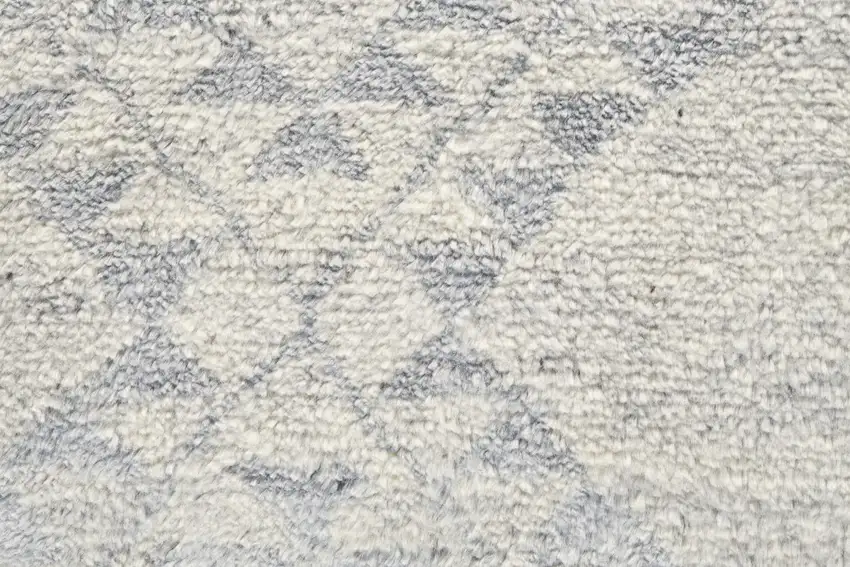 Gray and Ivory Geometric Hand Knotted Worn Faded Area Rug Photo 8