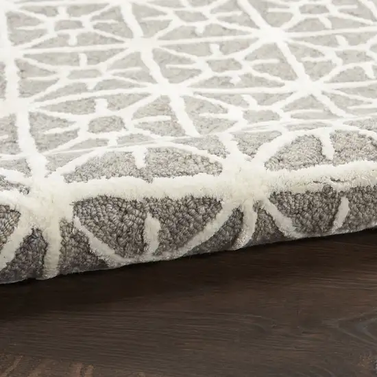 Gray and Ivory Geometric Hand Tufted Area Rug Photo 8