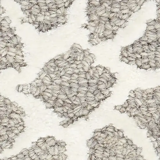 Gray and Ivory Geometric Hand Tufted Area Rug Photo 4