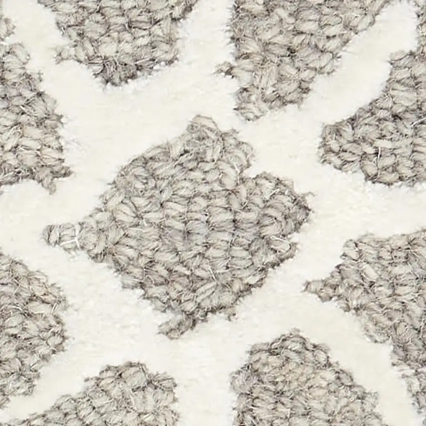 Gray and Ivory Geometric Hand Tufted Area Rug Photo 4