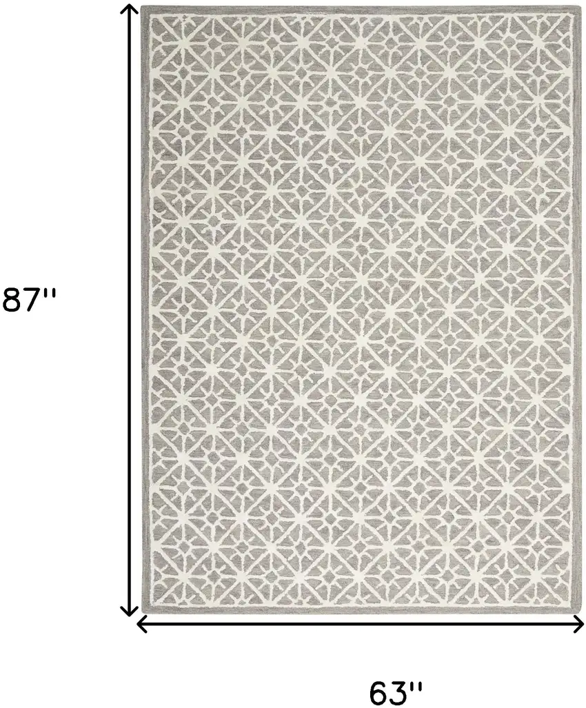 Gray and Ivory Geometric Hand Tufted Area Rug Photo 9