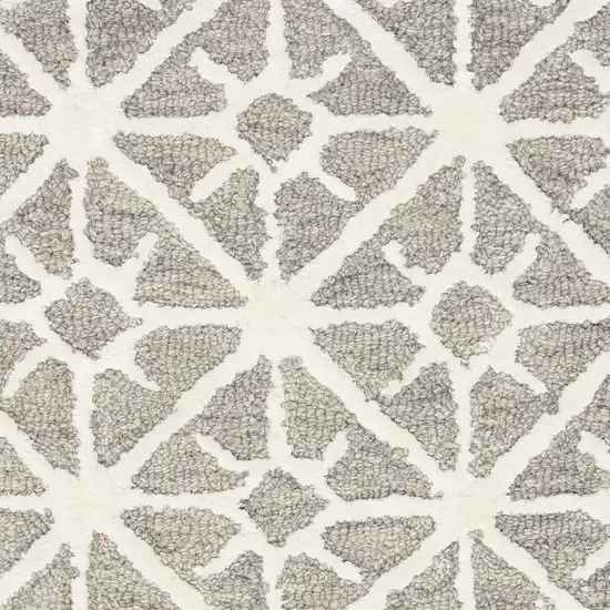 5' X 7' Gray and Ivory Geometric Hand Tufted Area Rug Photo 4