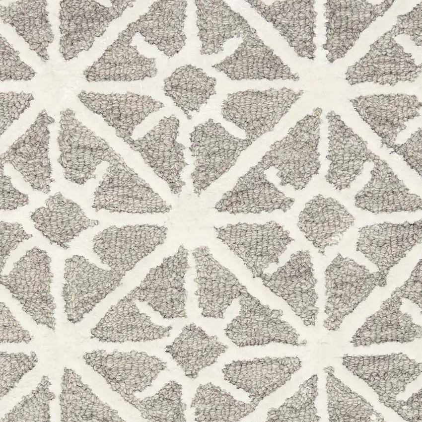 5' X 7' Gray and Ivory Geometric Hand Tufted Area Rug Photo 4