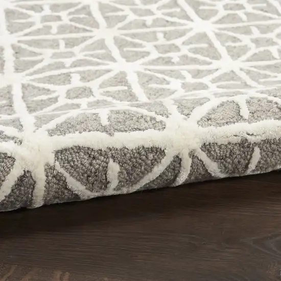 5' X 7' Gray and Ivory Geometric Hand Tufted Area Rug Photo 8