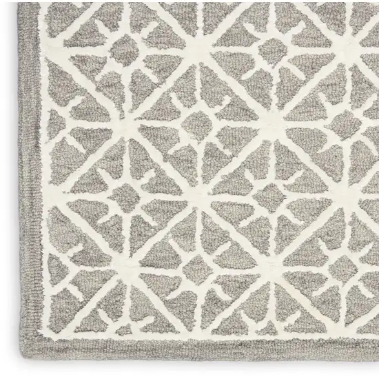 5' X 7' Gray and Ivory Geometric Hand Tufted Area Rug Photo 9