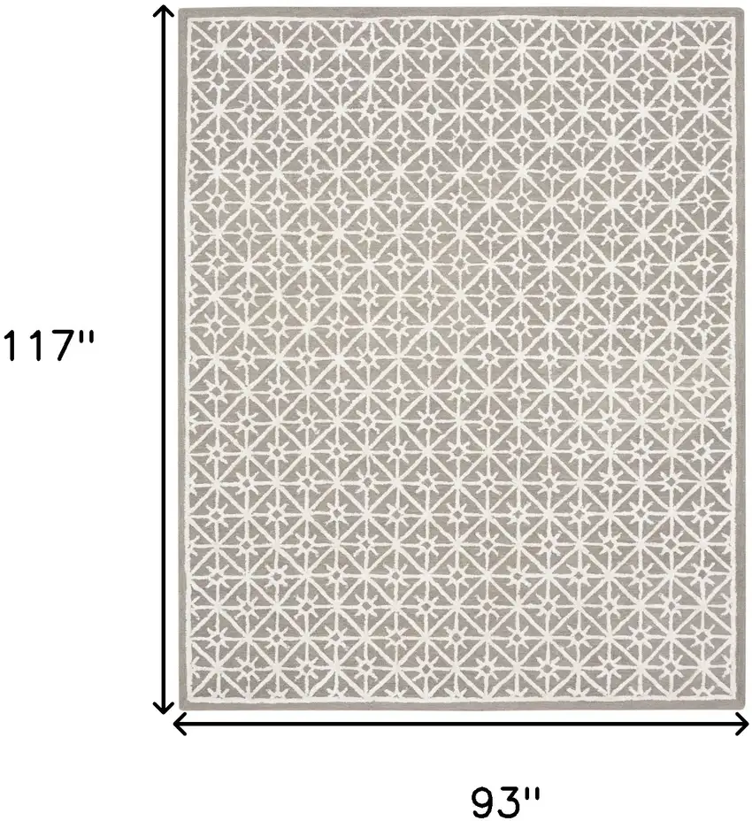 Gray and Ivory Geometric Hand Tufted Area Rug Photo 9