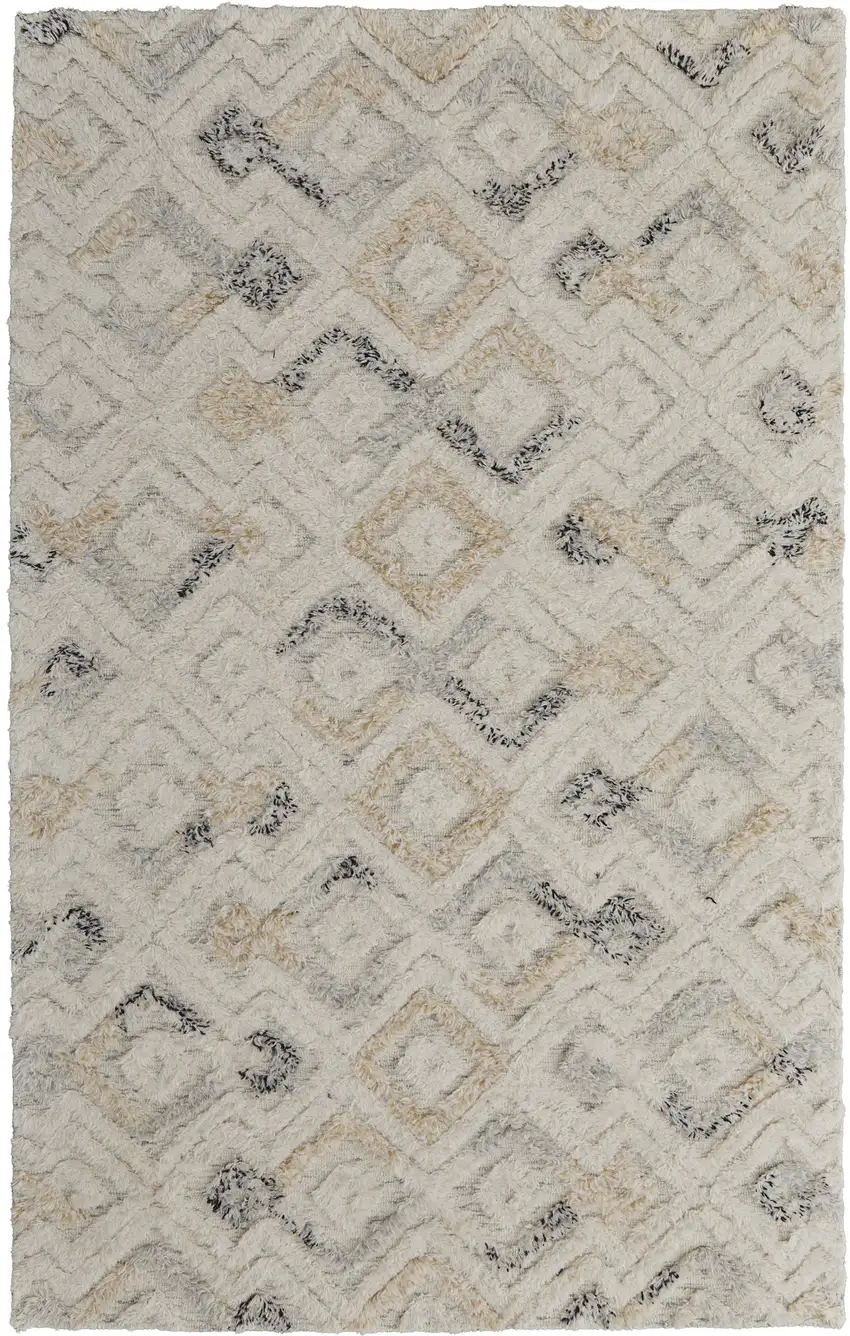 Gray and Ivory Geometric Hand Tufted Area Rug Photo 4
