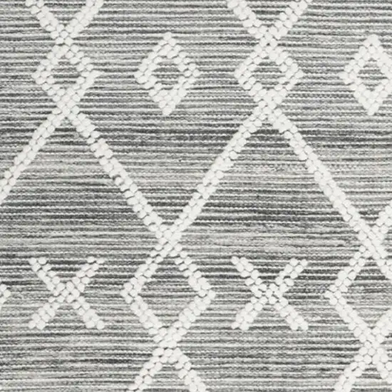 Gray and Ivory Geometric Hand Woven Area Rug With Fringe Photo 1