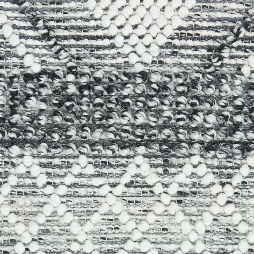 Gray and Ivory Geometric Hand Woven Area Rug With Fringe Photo 1