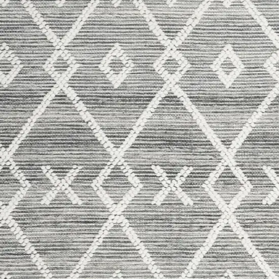 Gray and Ivory Geometric Hand Woven Area Rug With Fringe Photo 1