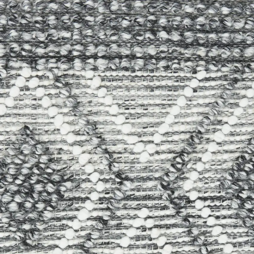 Gray and Ivory Geometric Hand Woven Area Rug With Fringe Photo 4