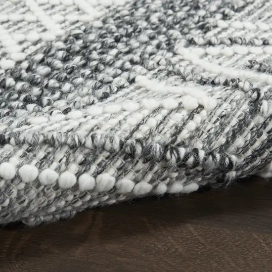 Gray and Ivory Geometric Hand Woven Area Rug With Fringe Photo 8