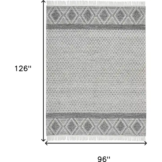Gray and Ivory Geometric Hand Woven Area Rug With Fringe Photo 3