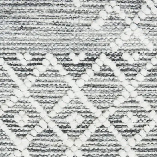 Gray and Ivory Geometric Hand Woven Area Rug With Fringe Photo 1