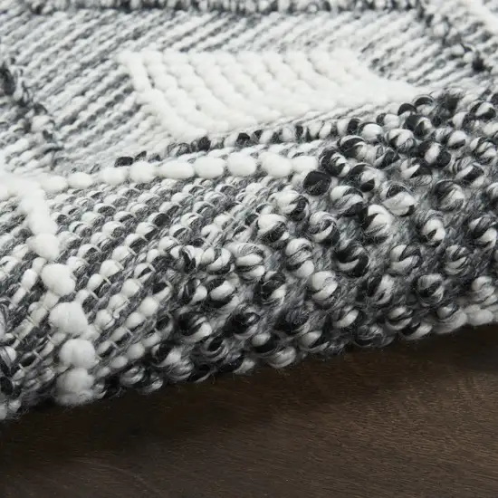 Gray and Ivory Geometric Hand Woven Area Rug With Fringe Photo 8