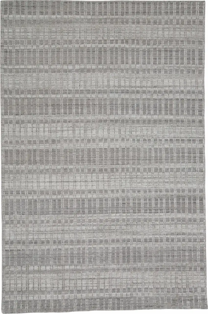 Gray and Ivory Geometric Hand Woven Area Rug Photo 2