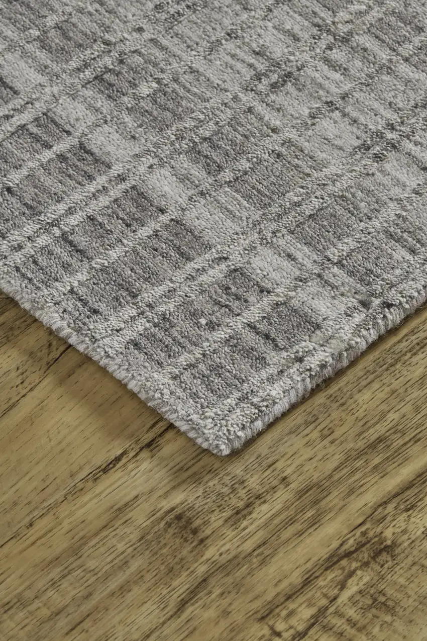 Gray and Ivory Geometric Hand Woven Area Rug Photo 3