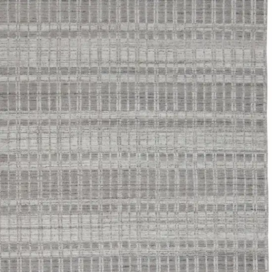 Gray and Ivory Geometric Hand Woven Area Rug Photo 6