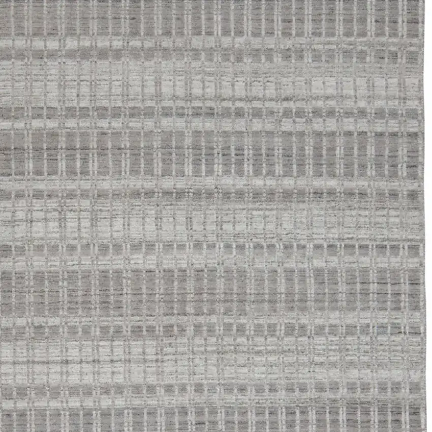 Gray and Ivory Geometric Hand Woven Area Rug Photo 6