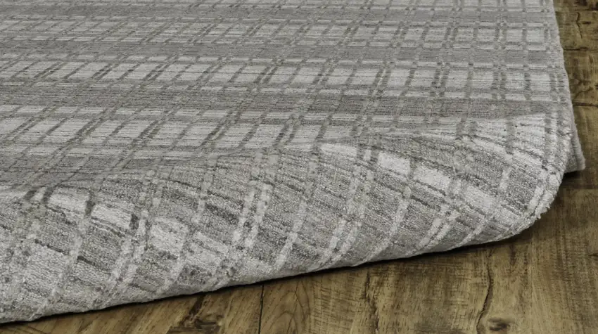 Gray and Ivory Geometric Hand Woven Area Rug Photo 9