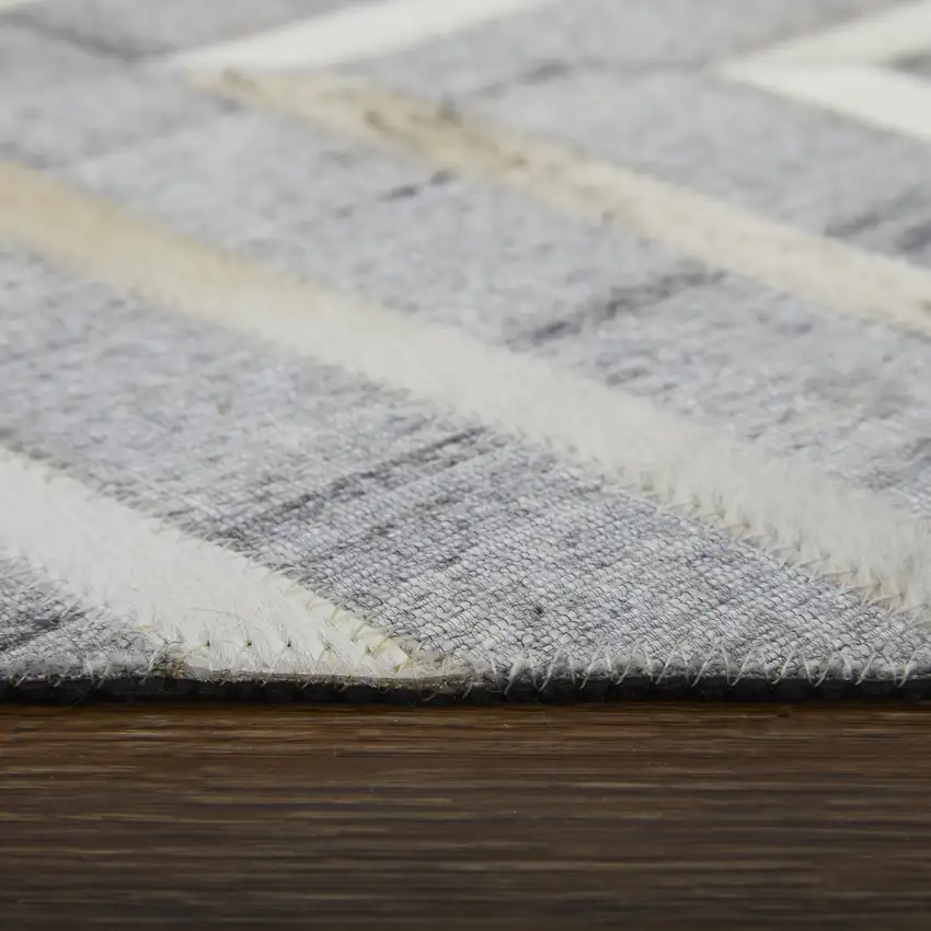 Gray and Ivory Geometric Hand Woven Area Rug Photo 4