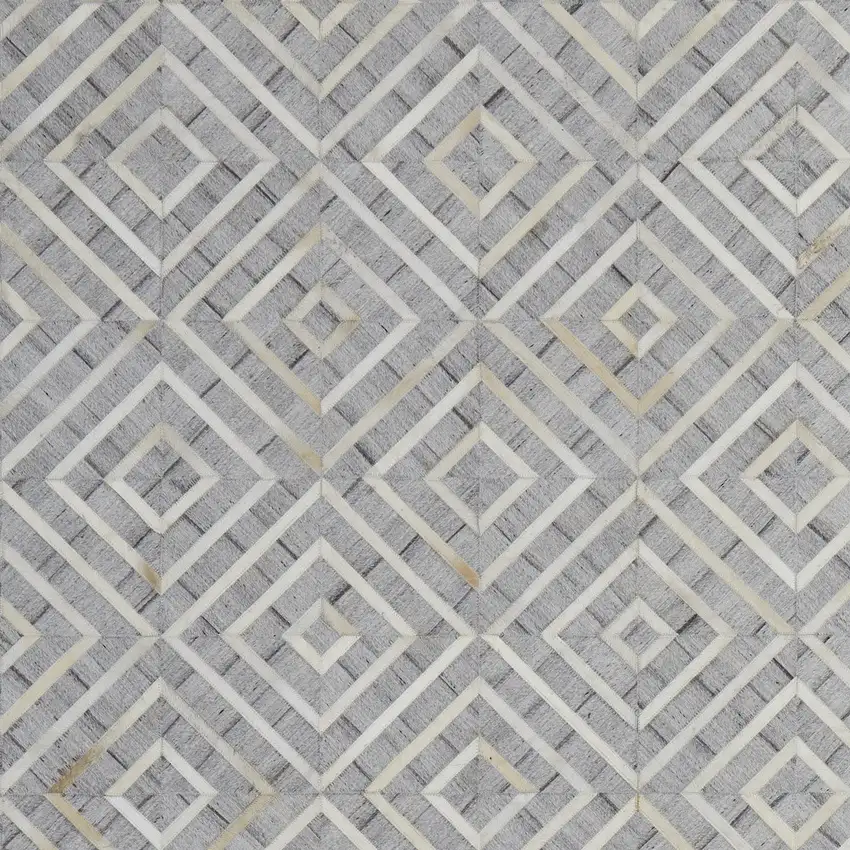 Gray and Ivory Geometric Hand Woven Area Rug Photo 8