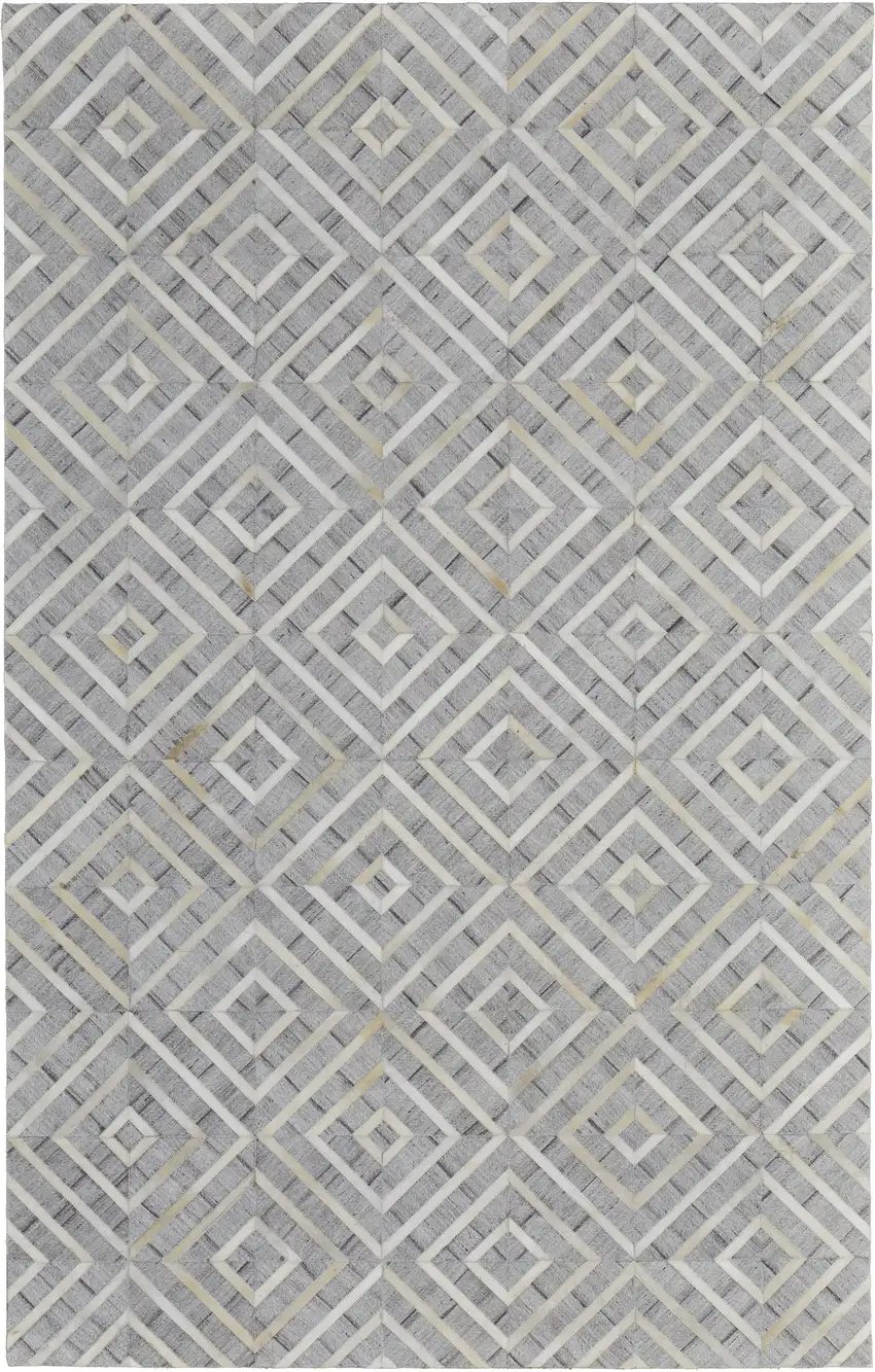 Gray and Ivory Geometric Hand Woven Area Rug Photo 2