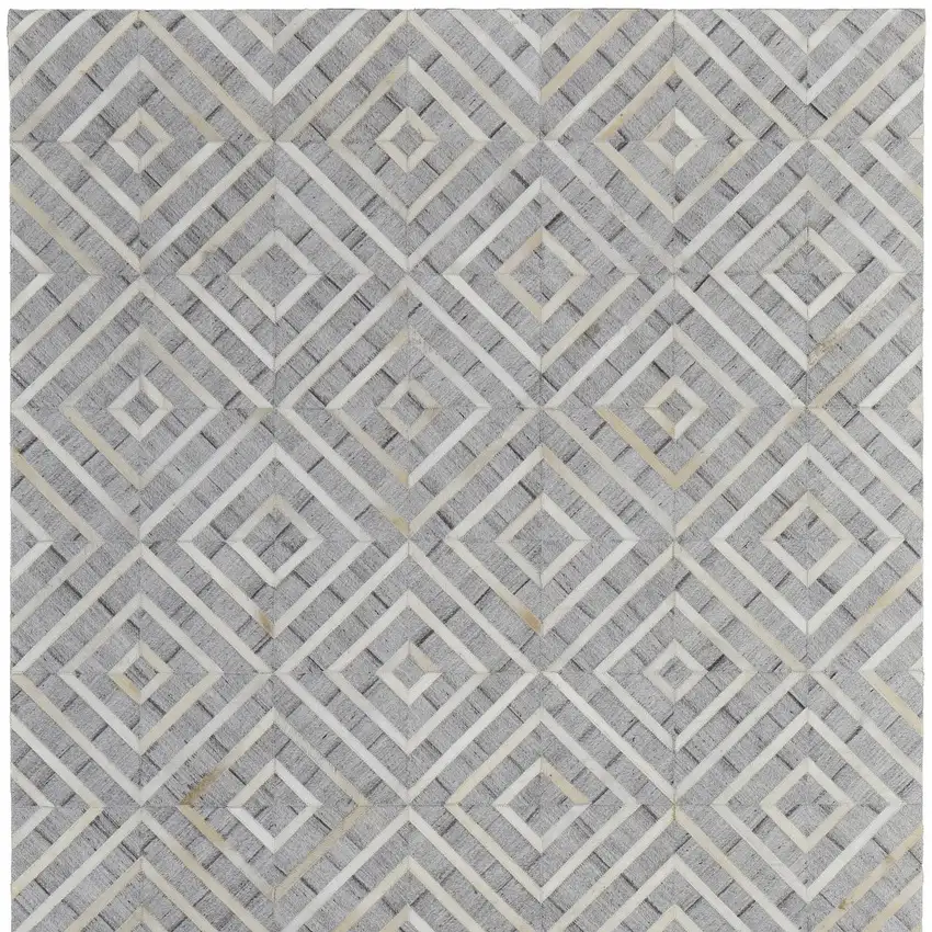 Gray and Ivory Geometric Hand Woven Area Rug Photo 9