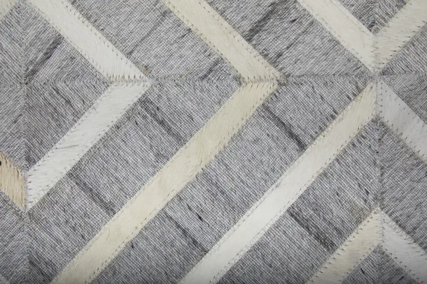 Gray and Ivory Geometric Hand Woven Area Rug Photo 6