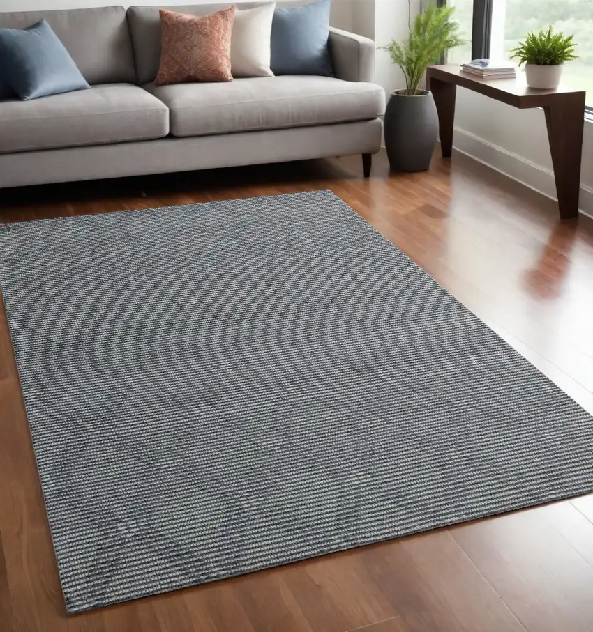 Gray and Ivory Geometric Hand Woven Non Skid Area Rug Photo 1