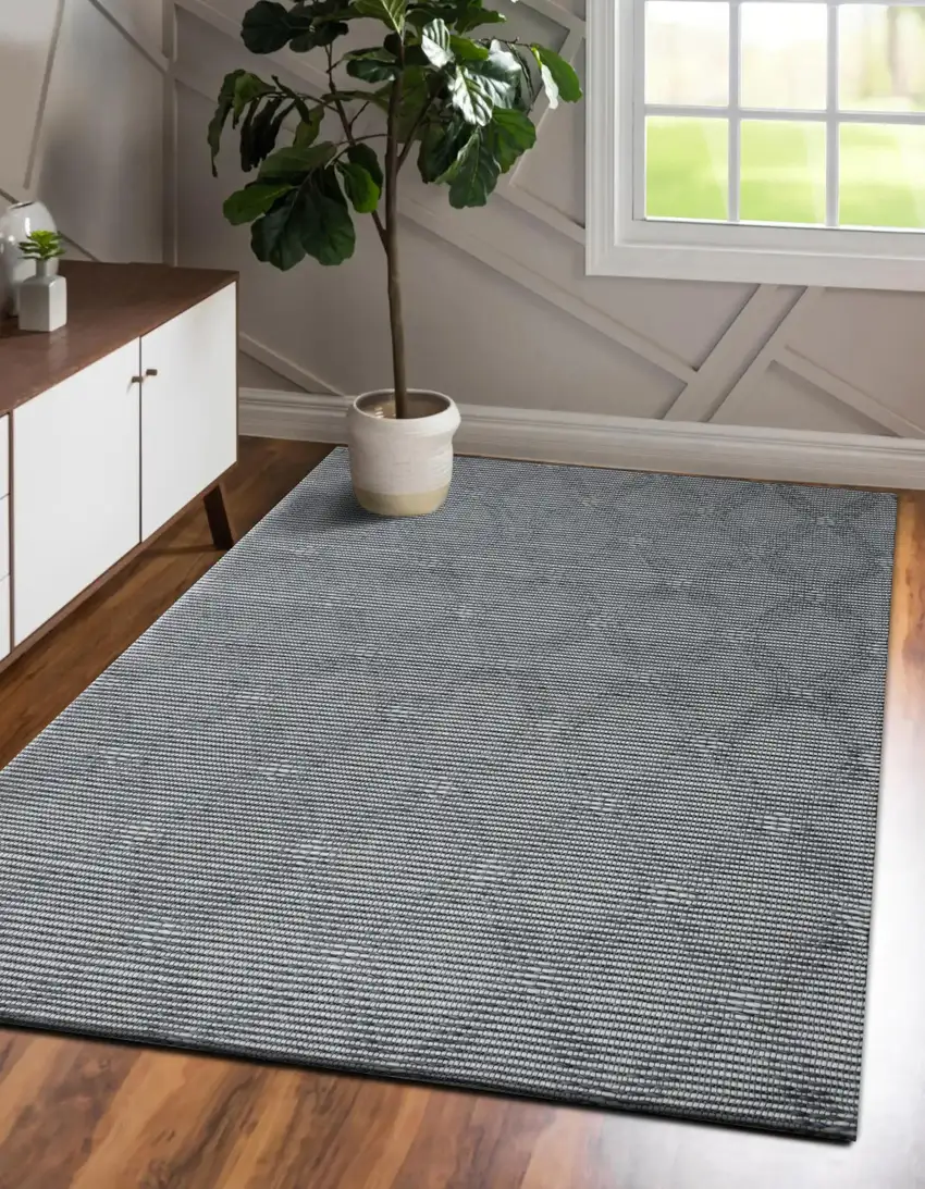 Gray and Ivory Geometric Hand Woven Non Skid Area Rug Photo 7