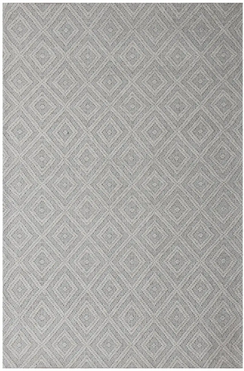 Gray and Ivory Geometric Hand Woven Non Skid Area Rug Photo 1