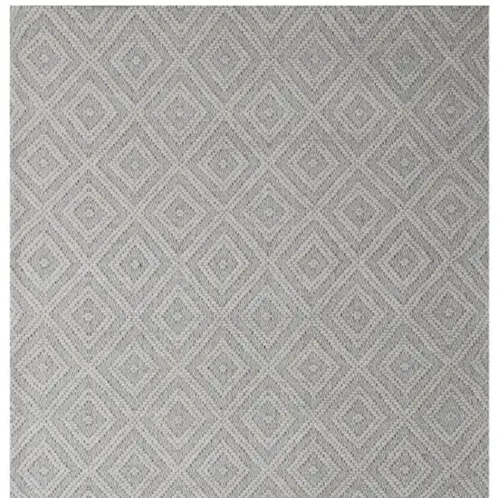 Gray and Ivory Geometric Hand Woven Non Skid Area Rug Photo 4
