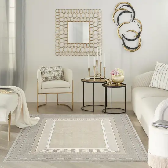 Gray and Ivory Geometric Non Skid Area Rug Photo 3
