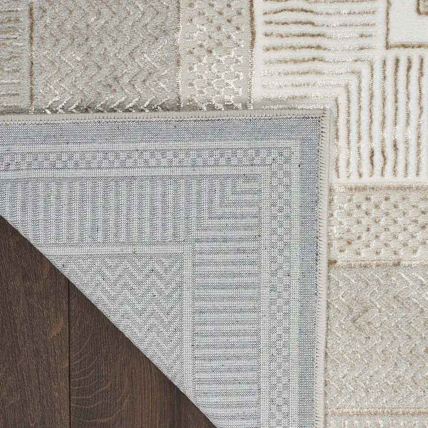 Gray and Ivory Geometric Non Skid Area Rug Photo 8