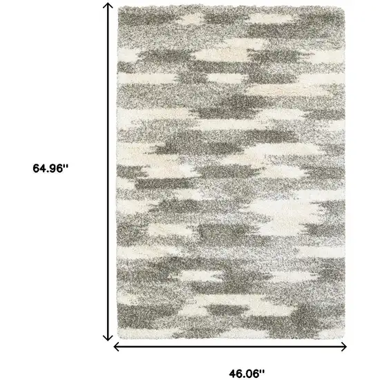 Gray And Ivory Geometric Pattern Area Rug Photo 3