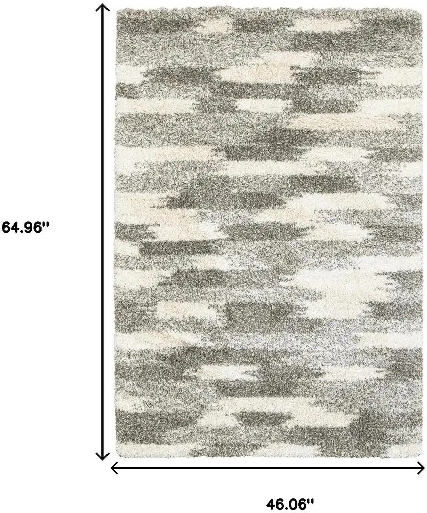 Gray And Ivory Geometric Pattern Area Rug Photo 3