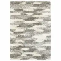 Photo of Gray and Ivory Geometric Pattern Area Rug