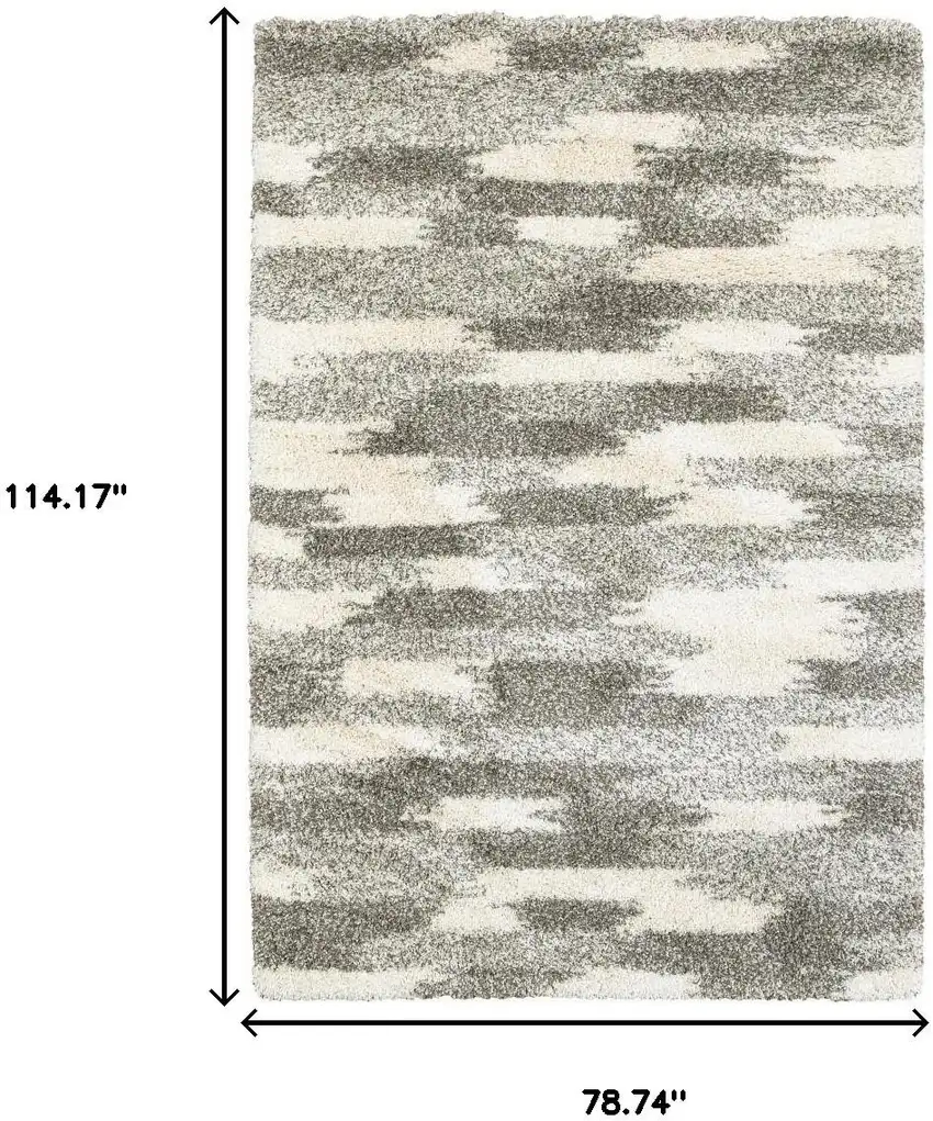 Gray And Ivory Geometric Pattern Area Rug Photo 3