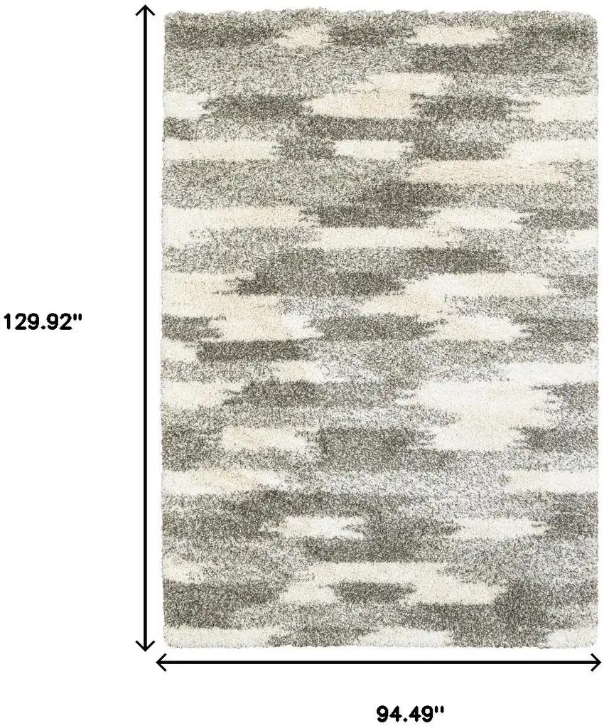 Gray And Ivory Geometric Pattern Area Rug Photo 3