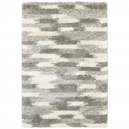 Gray And Ivory Geometric Pattern Area Rug Photo 4