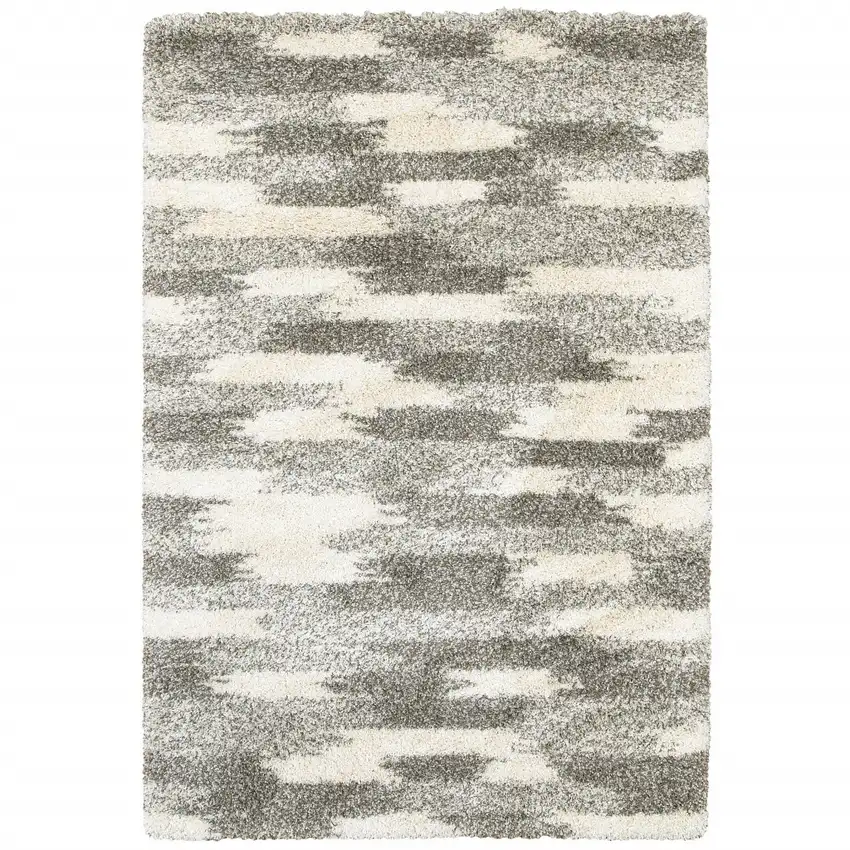 Gray And Ivory Geometric Pattern Area Rug Photo 4
