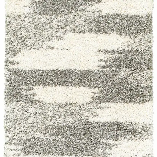 Gray and Ivory Geometric Pattern Runner Rug Photo 4